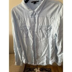 Women's Victoria's Secret Denim Shirt Faded Style Long Sleeve Size Large